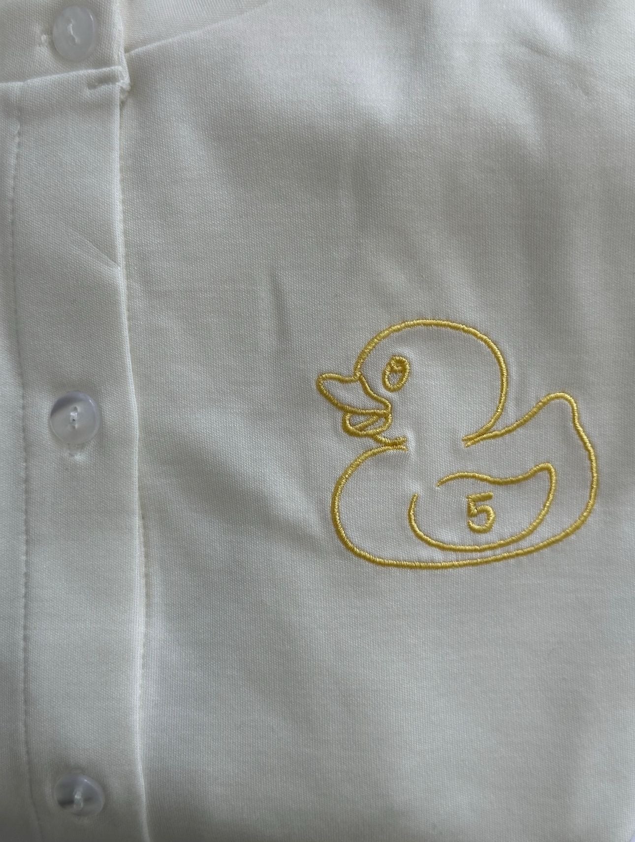 2025 PO+Elba collab Bamboo Cardigan con botones para Dama con Duckie logo