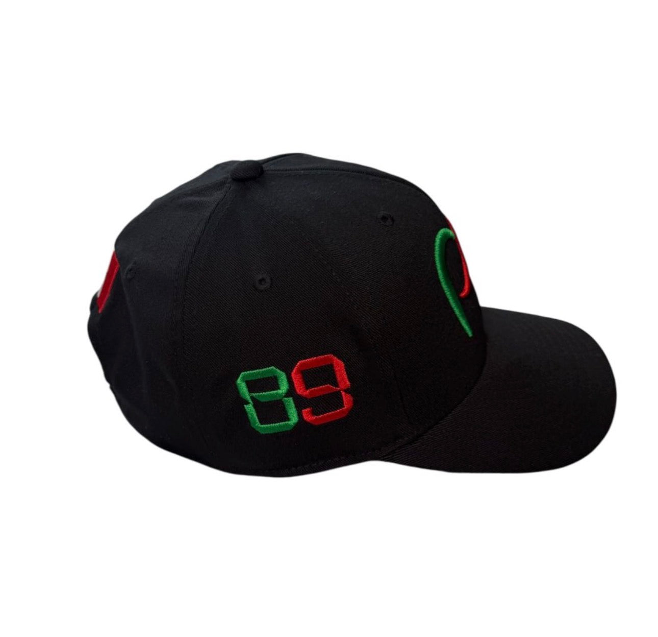*2025 EDICION LIMITADA Tricolor* Formula 1 Gorra Negra Tipo Curva con Logo PO 3D Verde/Rojo al frente y #89 Verde/Rojo a un lado