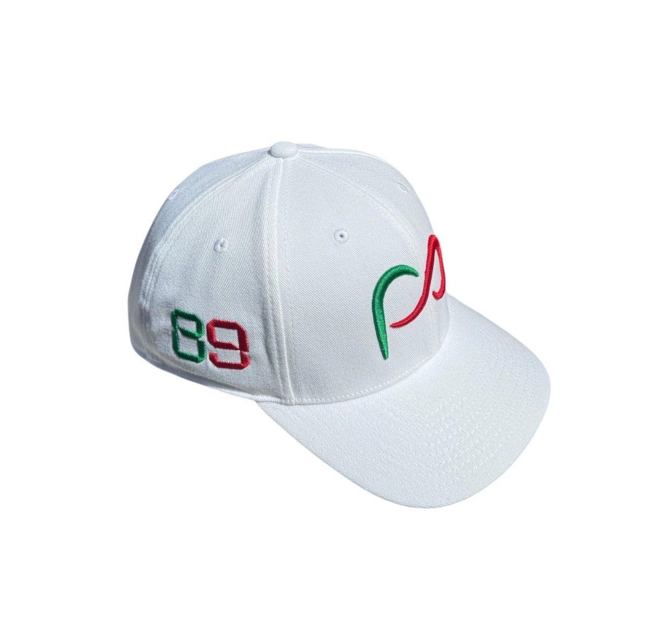 *2025 EDICION LIMITADA Tricolor* Formula 1 Gorra Blanca Tipo Curva con Logo PO 3D Verde/Rojo al frente y #89 Verde/Rojo a un lado