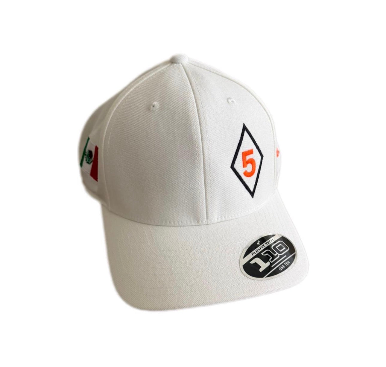 *Edicion Especial Indy500 2026* Gorra Blanca Tipo Curva con Diamante Negro y #5 Neon al frente